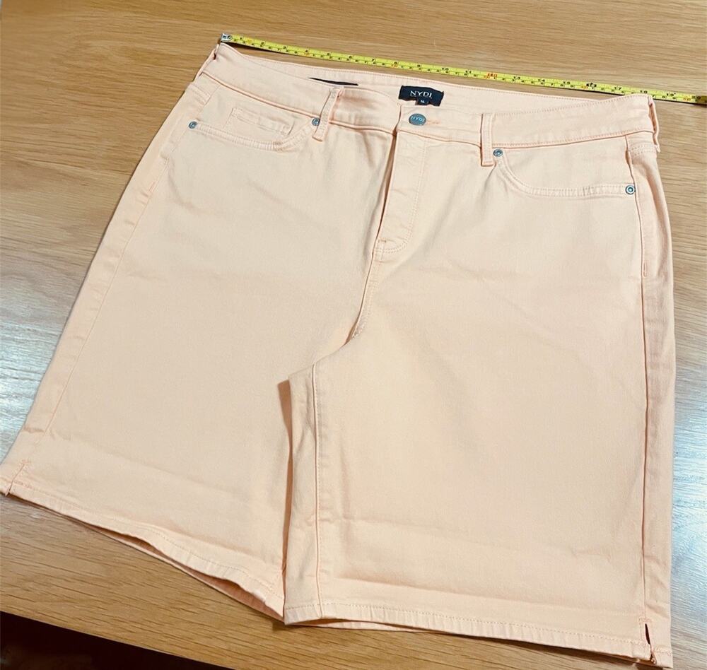 NYDJ Ella Lift Tuck Technology Pastel Orange Shorts - Size 16